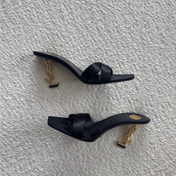 SAINT LAURENT Opyum Slide Sandal Heel in Noir 40 - Picture 5 of 14